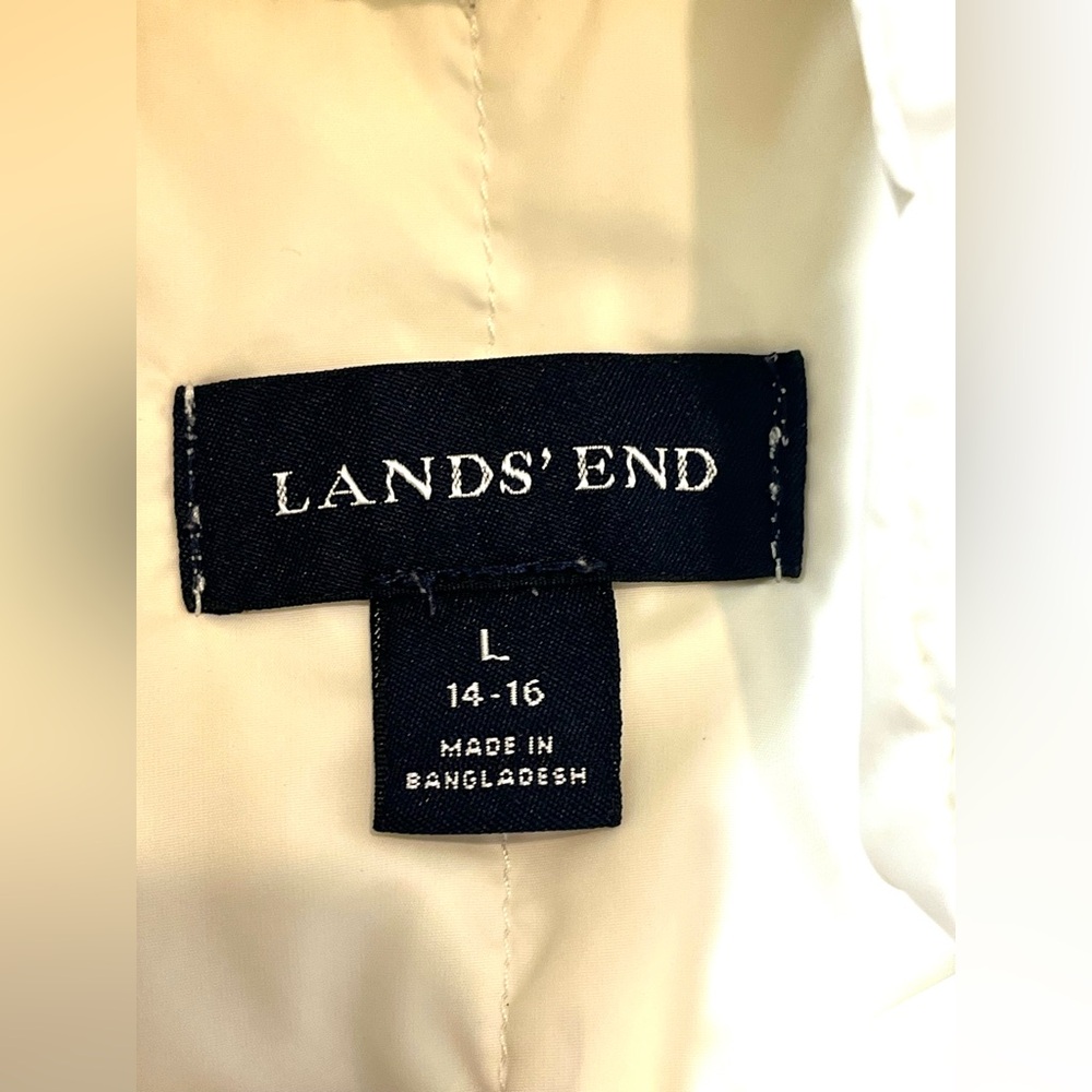 Lands' End Off-White Women’s Ivory Button Up Puffer Vest w Pockets Size L 14-16 - Picture 4 of 14